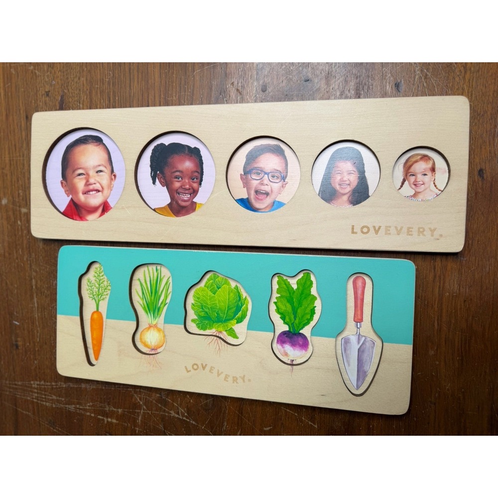 Lovevery Circle of Friends Puzzle, Vegetable Wood, Babbler Kit Montessori Toy